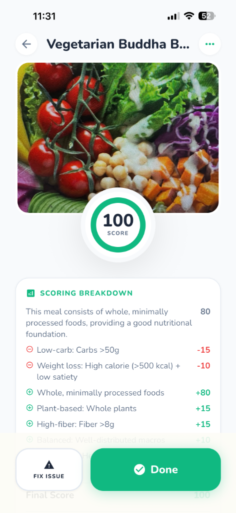 Food Scanning Result